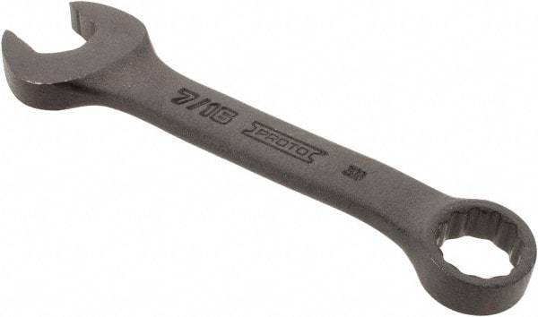 Proto - 7/16" 12 Point Offset Combination Wrench - 15° Offset Angle, 4-1/16" OAL, Steel, Black Finish - Apex Tool & Supply