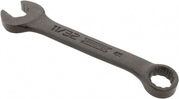 Proto - 11/32" 12 Point Offset Combination Wrench - 15° Offset Angle, 3-5/8" OAL, Steel, Black Finish - Apex Tool & Supply