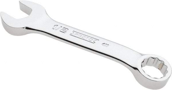 Proto - 1/2" 12 Point Offset Combination Wrench - 15° Offset Angle, 4-5/16" OAL, Steel, Chrome Finish - Apex Tool & Supply