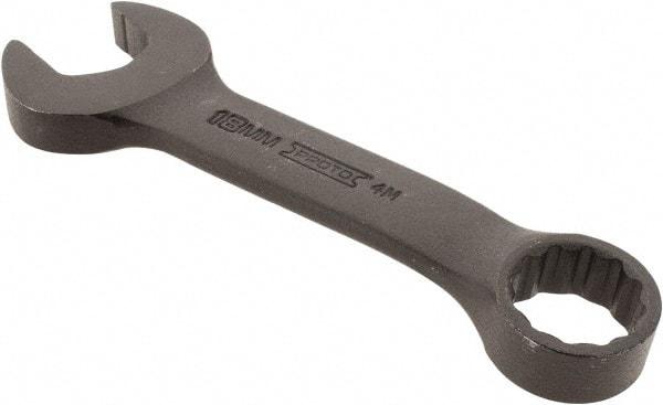 Proto - 18mm 12 Point Offset Combination Wrench - 15° Offset Angle, 5-1/4" OAL, Steel, Black Finish - Apex Tool & Supply