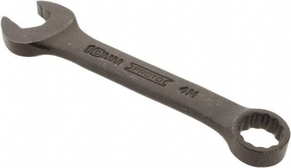 Proto - 10mm 12 Point Offset Combination Wrench - 15° Offset Angle, 3-3/4" OAL, Steel, Black Finish - Apex Tool & Supply