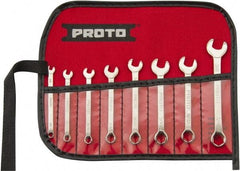 Proto - 8 Piece, 1/8" to 3/8", 6 Point Extra Short Combination Wrench Set - Inch Measurement Standard, Full Polish Finish, Comes in Nylon Roll - Apex Tool & Supply