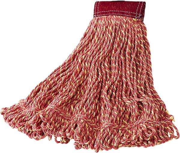 Rubbermaid - 18" Red Head Band, Large Blended Fiber Loop End Mop Head - Hook & Loop Connection - Apex Tool & Supply
