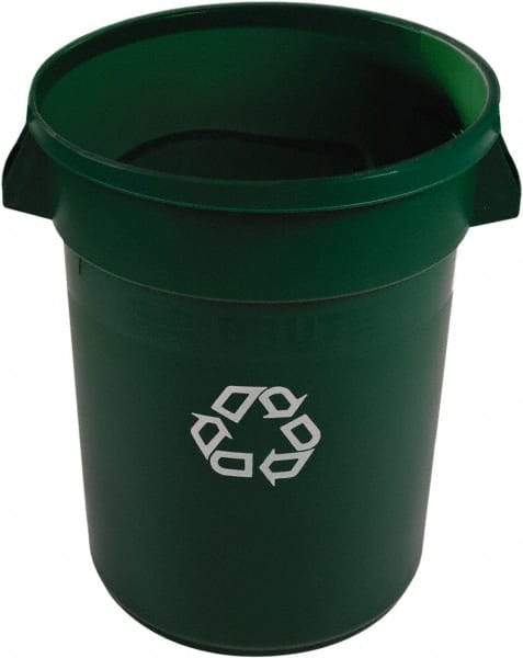 Rubbermaid - 32 Gal Green Round Recycling Container - Polyethylene, 59" High - Apex Tool & Supply