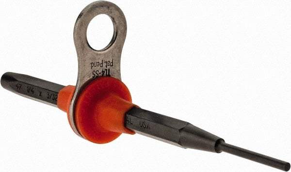 Proto - 3/32" Tethered Pin Punch - 4-3/4" OAL, Steel - Apex Tool & Supply