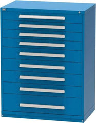 Vidmar - 9 Drawer, Modular Storage Cabinet - Steel, 45" Wide x 27-3/4" Deep x 59" High, Blue - Apex Tool & Supply