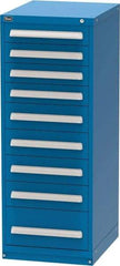 Vidmar - 9 Drawer, Modular Storage Cabinet - Steel, 22-1/2" Wide x 27-3/4" Deep x 59" High, Blue - Apex Tool & Supply