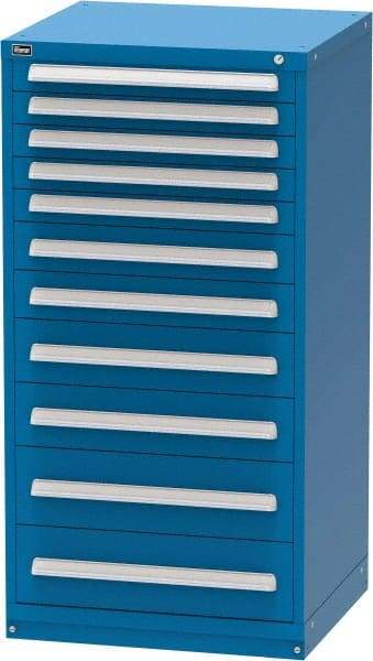 Vidmar - 11 Drawer, Modular Storage Cabinet - Steel, 30" Wide x 27-3/4" Deep x 59" High, Blue - Apex Tool & Supply