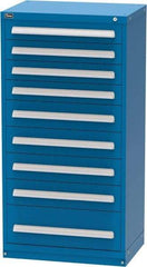 Vidmar - 9 Drawer, Modular Storage Cabinet - Steel, 30" Wide x 21-3/8" Deep x 59" High, Blue - Apex Tool & Supply