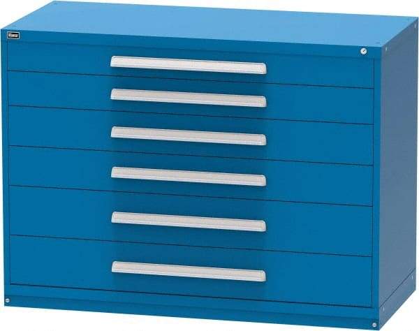 Vidmar - 6 Drawer, Modular Storage Cabinet - Steel, 60" Wide x 27-3/4" Deep x 44" High, Blue - Apex Tool & Supply