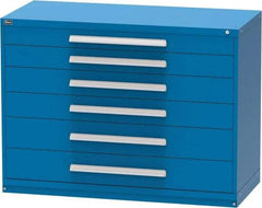 Vidmar - 6 Drawer, Modular Storage Cabinet - Steel, 60" Wide x 27-3/4" Deep x 44" High, Blue - Apex Tool & Supply