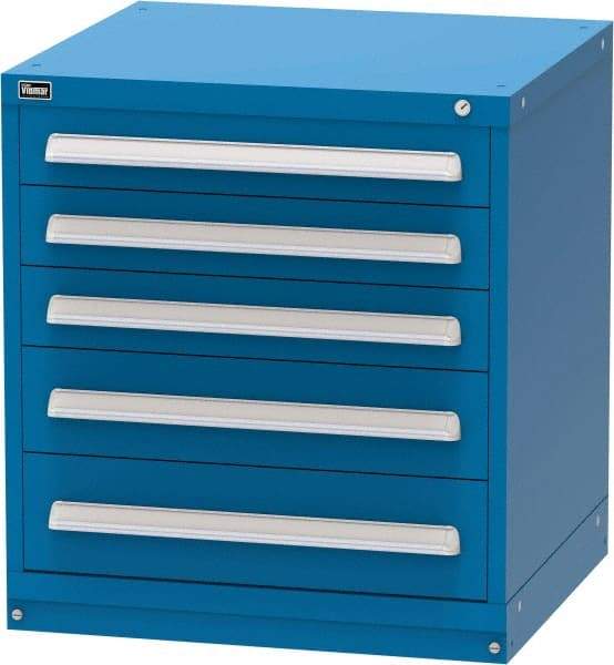 Vidmar - 5 Drawer, Modular Storage Cabinet - Steel, 30" Wide x 27-3/4" Deep x 33" High, Blue - Apex Tool & Supply