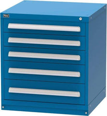 Vidmar - 5 Drawer, Modular Storage Cabinet - Steel, 30" Wide x 27-3/4" Deep x 33" High, Blue - Apex Tool & Supply