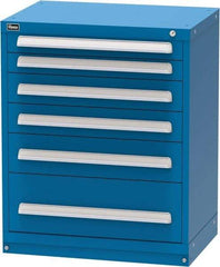 Vidmar - 6 Drawer, Modular Storage Cabinet - Steel, 30" Wide x 21-3/8" Deep x 37" High, Blue - Apex Tool & Supply