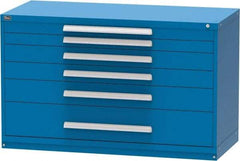 Vidmar - 6 Drawer, Modular Storage Cabinet - Steel, 60" Wide x 27-3/4" Deep x 37" High, Blue - Apex Tool & Supply