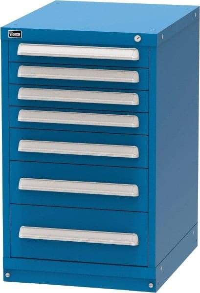 Vidmar - 7 Drawer, Modular Storage Cabinet - Steel, 22-1/2" Wide x 27-3/4" Deep x 37" High, Blue - Apex Tool & Supply