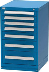 Vidmar - 7 Drawer, Modular Storage Cabinet - Steel, 22-1/2" Wide x 27-3/4" Deep x 37" High, Blue - Apex Tool & Supply