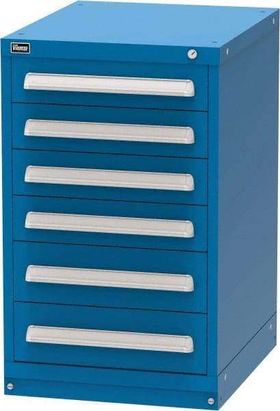Vidmar - 6 Drawer, Modular Storage Cabinet - Steel, 22-1/2" Wide x 27-3/4" Deep x 37" High, Blue - Apex Tool & Supply