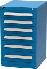 Vidmar - 6 Drawer, Modular Storage Cabinet - Steel, 22-1/2" Wide x 27-3/4" Deep x 37" High, Blue - Apex Tool & Supply