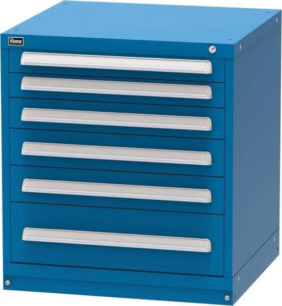 Vidmar - 6 Drawer, Modular Storage Cabinet - Steel, 30" Wide x 27-3/4" Deep x 33" High, Blue - Apex Tool & Supply