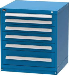 Vidmar - 6 Drawer, Modular Storage Cabinet - Steel, 30" Wide x 27-3/4" Deep x 33" High, Blue - Apex Tool & Supply