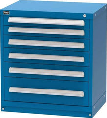 Vidmar - 6 Drawer, Modular Storage Cabinet - Steel, 30" Wide x 21-3/8" Deep x 33" High, Blue - Apex Tool & Supply