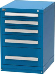 Vidmar - 5 Drawer, Modular Storage Cabinet - Steel, 22-1/2" Wide x 27-3/4" Deep x 33" High, Blue - Apex Tool & Supply