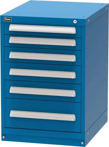 Vidmar - 6 Drawer, Modular Storage Cabinet - Steel, 22-1/2" Wide x 27-3/4" Deep x 33" High, Blue - Apex Tool & Supply