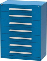 Vidmar - 7 Drawer, Modular Storage Cabinet - Steel, 60" Wide x 27-3/4" Deep x 59" High, Blue - Apex Tool & Supply