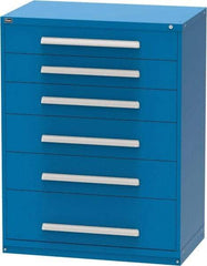 Vidmar - 6 Drawer, Modular Storage Cabinet - Steel, 60" Wide x 27-3/4" Deep x 59" High, Blue - Apex Tool & Supply