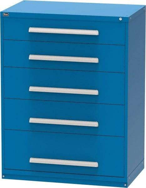 Vidmar - 5 Drawer, Modular Storage Cabinet - Steel, 45" Wide x 27-3/4" Deep x 59" High, Blue - Apex Tool & Supply