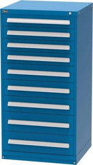 Vidmar - 9 Drawer, Modular Storage Cabinet - Steel, 30" Wide x 27-3/4" Deep x 59" High, Blue - Apex Tool & Supply