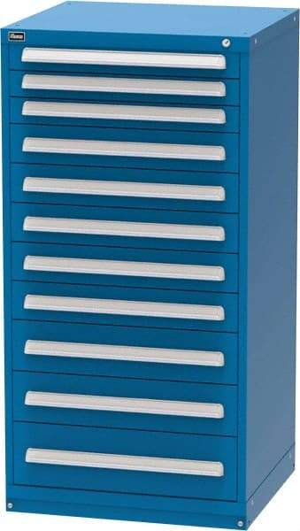 Vidmar - 11 Drawer, Modular Storage Cabinet - Steel, 30" Wide x 27-3/4" Deep x 59" High, Blue - Apex Tool & Supply