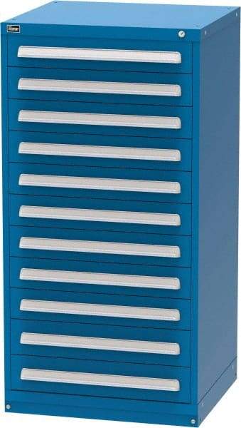 Vidmar - 11 Drawer, Modular Storage Cabinet - Steel, 30" Wide x 27-3/4" Deep x 59" High, Blue - Apex Tool & Supply