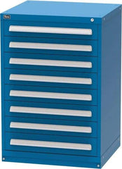 Vidmar - 8 Drawer, Modular Storage Cabinet - Steel, 30" Wide x 27-3/4" Deep x 44" High, Blue - Apex Tool & Supply