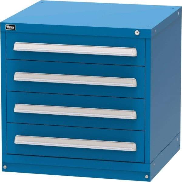 Vidmar - 4 Drawer, Modular Storage Cabinet - Steel, 30" Wide x 27-3/4" Deep x 30" High, Blue - Apex Tool & Supply