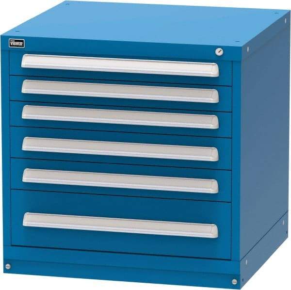 Vidmar - 6 Drawer, Modular Storage Cabinet - Steel, 30" Wide x 27-3/4" Deep x 30" High, Blue - Apex Tool & Supply