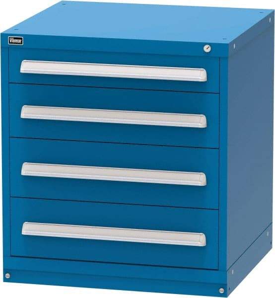 Vidmar - 4 Drawer, Modular Storage Cabinet - Steel, 30" Wide x 27-3/4" Deep x 33" High, Blue - Apex Tool & Supply
