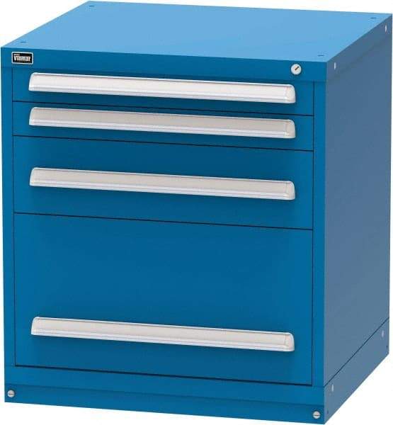 Vidmar - 4 Drawer, Modular Storage Cabinet - Steel, 30" Wide x 27-3/4" Deep x 33" High, Blue - Apex Tool & Supply