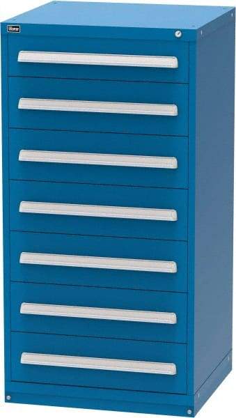 Vidmar - 7 Drawer, Modular Storage Cabinet - Steel, 30" Wide x 27-3/4" Deep x 59" High, Blue - Apex Tool & Supply