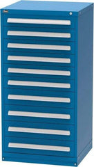 Vidmar - 10 Drawer, Modular Storage Cabinet - Steel, 30" Wide x 27-3/4" Deep x 59" High, Blue - Apex Tool & Supply