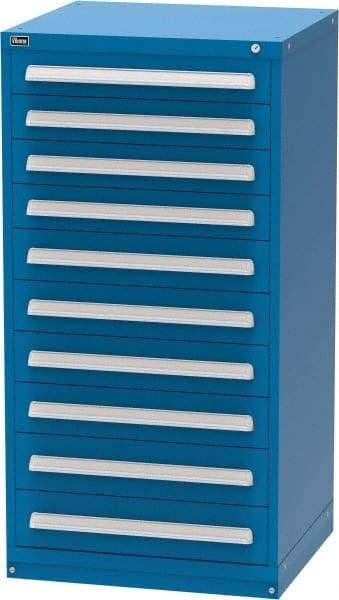 Vidmar - 10 Drawer, Modular Storage Cabinet - Steel, 30" Wide x 27-3/4" Deep x 59" High, Blue - Apex Tool & Supply