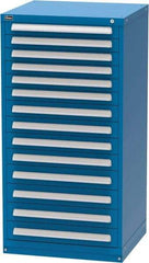 Vidmar - 14 Drawer, Modular Storage Cabinet - Steel, 30" Wide x 27-3/4" Deep x 59" High, Blue - Apex Tool & Supply