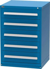 Vidmar - 5 Drawer, Modular Storage Cabinet - Steel, 30" Wide x 27-3/4" Deep x 44" High, Blue - Apex Tool & Supply