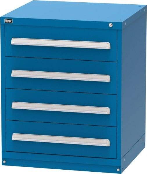 Vidmar - 4 Drawer, Modular Storage Cabinet - Steel, 30" Wide x 27-3/4" Deep x 37" High, Blue - Apex Tool & Supply