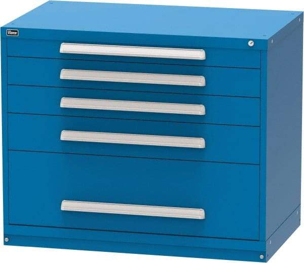 Vidmar - 5 Drawer, Modular Storage Cabinet - Steel, 30" Wide x 27-3/4" Deep x 37" High, Blue - Apex Tool & Supply