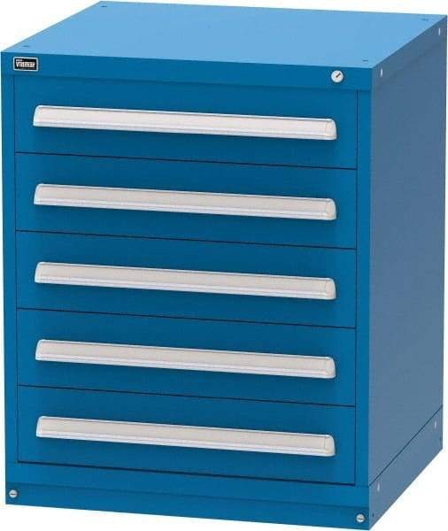 Vidmar - 5 Drawer, Modular Storage Cabinet - Steel, 30" Wide x 27-3/4" Deep x 37" High, Blue - Apex Tool & Supply