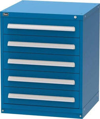 Vidmar - 5 Drawer, Modular Storage Cabinet - Steel, 30" Wide x 27-3/4" Deep x 37" High, Blue - Apex Tool & Supply