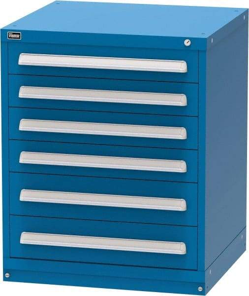 Vidmar - 6 Drawer, Modular Storage Cabinet - Steel, 30" Wide x 27-3/4" Deep x 37" High, Blue - Apex Tool & Supply