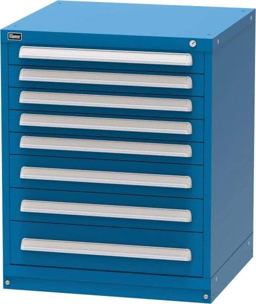 Vidmar - 8 Drawer, Modular Storage Cabinet - Steel, 30" Wide x 27-3/4" Deep x 37" High, Blue - Apex Tool & Supply